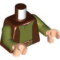 Lego Torso Vest, Olive Green Shirt, Nougat Belt print, Olive Green Arms, Light Nougat Hands / Reddish Brown