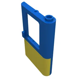 Door 1 x 4 x 5 Train Right with Yellow Bottom Half Print / Blue