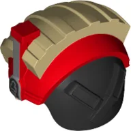 Helmet Ridged, Red Headset, Black Neck Protector / Red