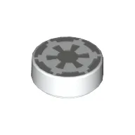 Tile Round 1 x 1 with Imperial Logo Print / White