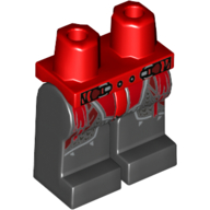 Lego Hips and Black Legs with Belt, Red Samurai Armor Print / Red