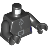 Lego Torso Jacket with Silver Zipper with Round Pull and Belt with Cat Buckle Print, Black Arms and Hands / Black