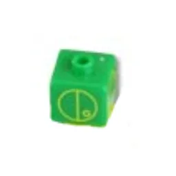 Pen Bead, Square with Matoran Alphabet L, E, W and A Print / Green