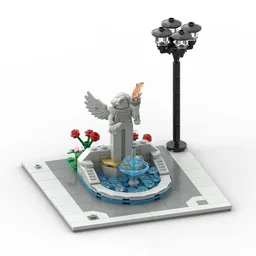 Small Plaza with Fountain & Flowers for Lego Modular City