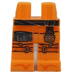 Hips and Bright Light Orange Legs with Black Belt, Dark Bluish Grey Pocket, Gold Flask, Orange Knee Wraps Print / Bright Light Orange