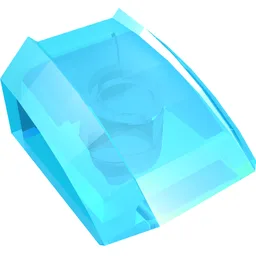 Brick Curved 2 x 2 with Lip, No Studs / Trans-Light Blue