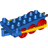 Lego Duplo Train Chassis with Yellow Drive Rod and Red Wheels / Blue