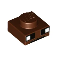 Plate 1 x 1 with White and Black Squares/Eyes / Reddish Brown