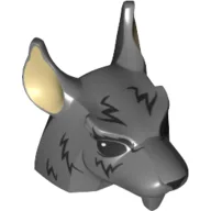 Minifig Head Special, Rat with Blacks Eyes, Nose, and Hair Print / Dark Bluish Gray