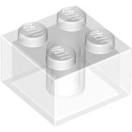 Lego Brick 2 x 2 without Inside Ridges / Glitter Trans-Clear