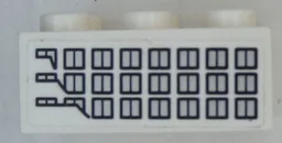 Brick 2 x 3 with 24 Silver Windows with Dark Blue Outlines Pattern Model Right Side (Sticker) - Sets 40227 / 40318