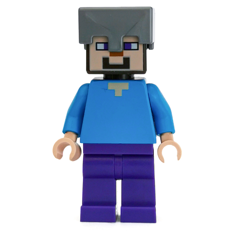 Lego Steve in Flat Silver Helmet
