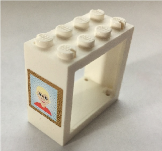 Lego Window 2 x 4 x 3 - Solid Studs with Picture of Woman Pattern (Sticker) - Set 7586