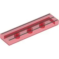 Tile 1 x 4 with 3 Silver Stripes Print / Trans-Red
