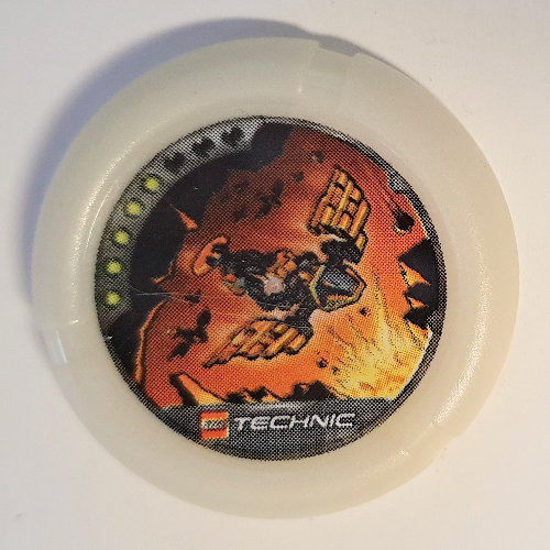 Lego Large Figure Throwing Disk, Flare and Spark, 5 Pips, Flare Flying Print / Glow In Dark Opaque