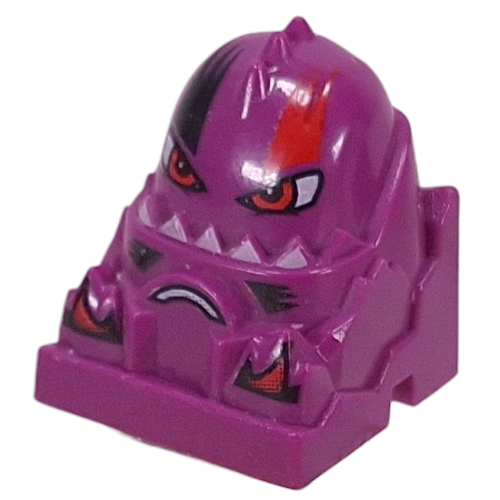 Lego Racer Driver Head, Brick Special 2 x 2 Round, Orange Eyes, Black/orange Eyebrows, White Teeth print (Gear)