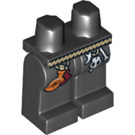 Lego Hips and Black Legs with White Belt, Skull and Bottle with Spider Print / Black