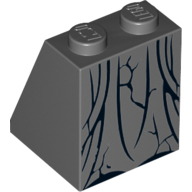 Lego Brick Sloped 65° 2 x 2 x 2 with Bottom Tube with Robe with Cracks Print (Statue at Dol Guldur) / Dark Bluish Gray