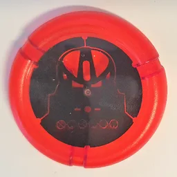 Large Figure Throwing Disc, Kanoka, Mask Huna (Toa Metru) Print / Trans-Red