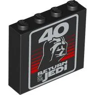 Brick 1 x 4 x 3 with '40 RETURN OF THE JEDI', Darth Vader Print / Black