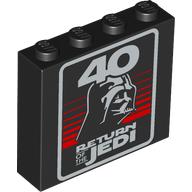 Lego Brick 1 x 4 x 3 with '40 RETURN OF THE JEDI', Darth Vader print / Black