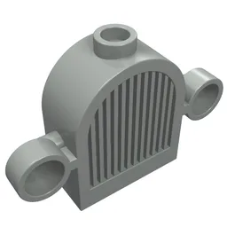 Grille 1 x 2 x 2 Round Top [Lights & Centre Top Stud] / Light Gray