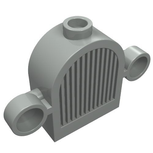 Lego Grille 1 x 2 x 2 Round Top [Lights & Centre Top Stud] / Light Gray