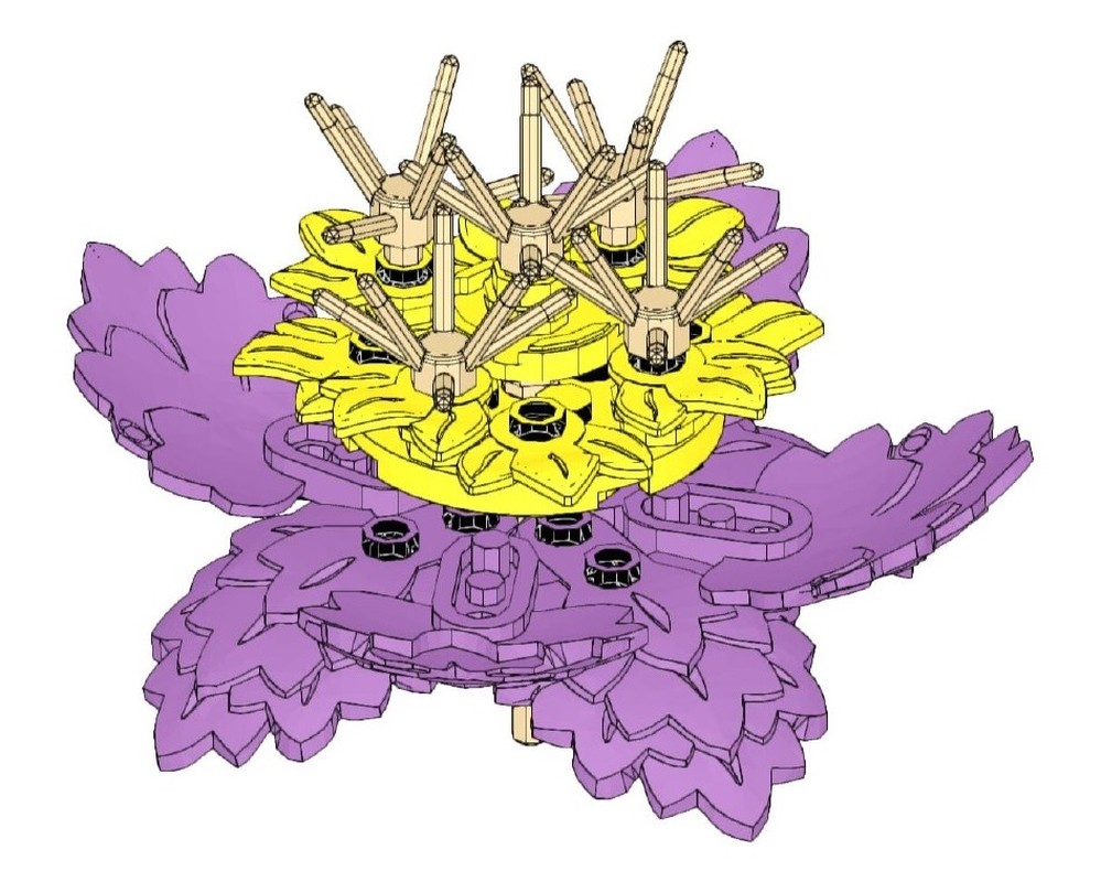 Lego Flower head - one lavender flower and one pink flower