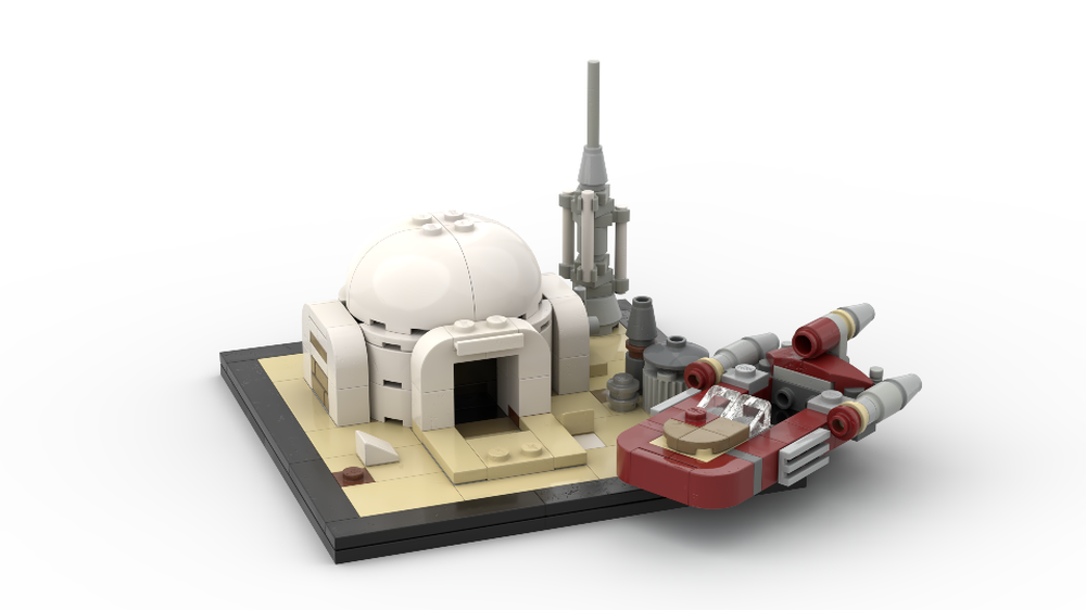 Lego Luke Skywalker' hut and speeder on Tatooine