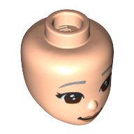 Lego Minidoll Head Reddish Brown Eyes, Dark Bluish Grey Eyebrows, Peach Lips / Light Nougat