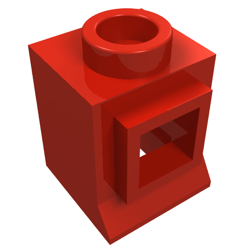 Lego Window 1 x 1 x 1 Classic with Short Sill, No Glass / Red