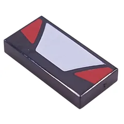 Tile 1 x 2 with White Trapezoid, Red Triangles Print