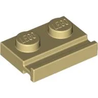 Plate Special 1 x 2 with Door Rail / Tan