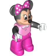 Duplo Figure Minnie Mouse with Bright Pink Top and Black Arms - Dark Pink Legs / Bright Pink
