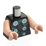 Torso, Armor, Metallic Blue Circles, Lightning Print, Light Nougat Arms and Hands / Black