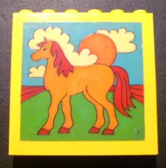 Brick 1 x 6 x 5 with Horse, Sun and Clouds Pattern (Sticker) - Set 232