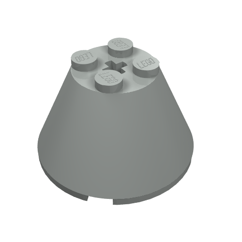 Lego Cone 4 x 4 x 2, Axle Hole [Plain] / Light Gray