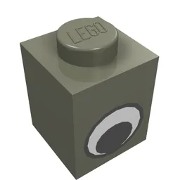 Brick 1 x 1 with Simple Eye Black and White Print / Dark Gray