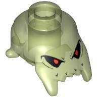 Lego Minifig Head Special with Jagged Bottom Edge and Eyes Print (Brick Daddy) / Glow In Dark Trans