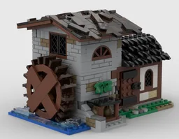 Small medieval village water mill