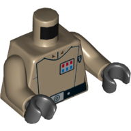 Lego Torso Imperial Officer Print (Rebels Cartoon Style), Dark Tan Arms, Black Hands / Dark Tan