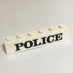 Brick 1 x 6 with 'POLICE' Serif Black Print [Embossed]