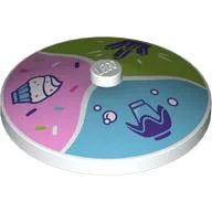 Dish 4 x 4 Inverted [Radar] with Cupcake on Bright Pink Field, Fries on Lime Field, Flower on Bright Light Blue Field Print