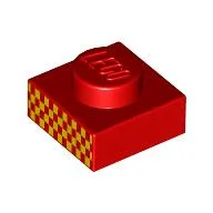 Plate 1 x 1 with Bright Light Orange Squares Print / Red