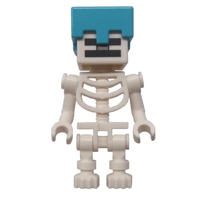 Lego Skeleton, Square Skull, Medium Azure Helmet (78132 Torso)