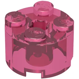 Brick Round 2 x 2 with Axle Hole / Trans-Dark Pink