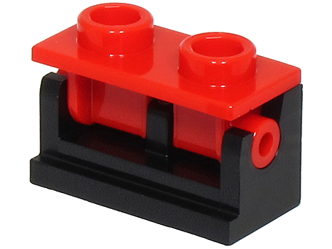 Lego Hinge Brick 1 x 2 with Red Top Plate (3937 / 3938)