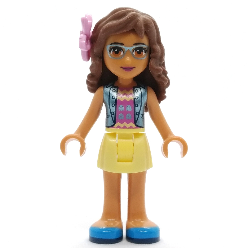 Lego Olivia - Medium Blue Jacket, Bright Light Yellow Skirt, Flower