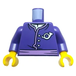 Torso, Tunic, Lavender Trim, Sash, Silver Postal Symbol Print, Dark Purple Arms, Yellow Hands / Dark Purple