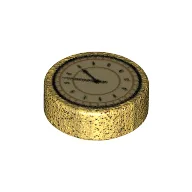 Tile Round 1 x 1 with Clock/Watch Print / Pearl Gold